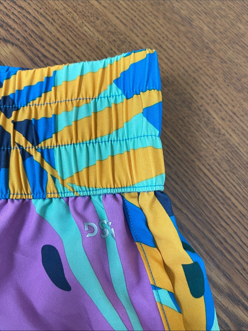 DSG Purple Tropical Print Athletic Shorts with Teal & Yellow Accents - Picture 2 of 6